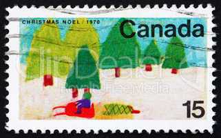 Postage stamp Canada 1970 Snowmobile and Trees
