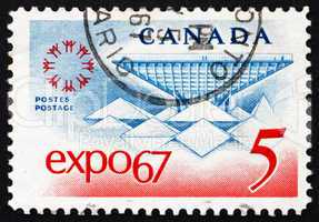 Postage stamp Canada 1967 Emblem and Canadian Pavilion