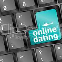 online dating button on computer keyboard showing love concept