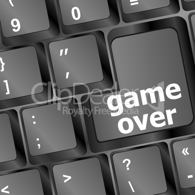 Computer keyboard with game over key - technology background