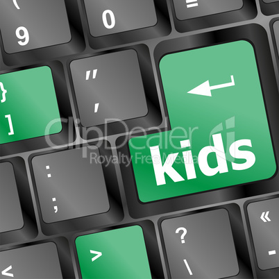 kids key button in a computer keyboard