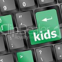 kids key button in a computer keyboard
