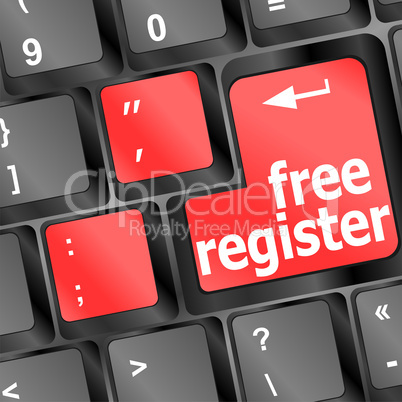 free register computer key showing internet login