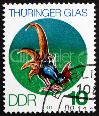 Postage stamp GDR 1983 Cock, Thuringian Glass