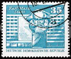Postage stamp GDR 1973 Marx Monument, Karl-Marx-Stadt, Chemnitz
