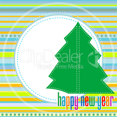 Happy new year background with green tree