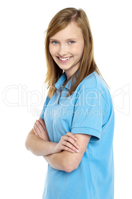 Profile shot of a cute smiling teenage girl