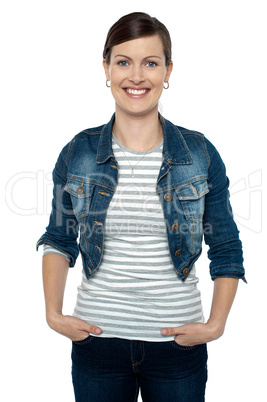 Gorgeous middle aged woman in trendy clothes