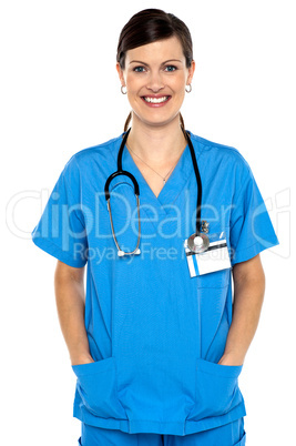 Female doctor with stethoscope around her neck