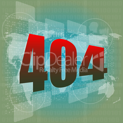 internet concept: nuumber 404 on digital screen