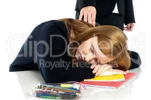 Teacher waking up a dozed off student