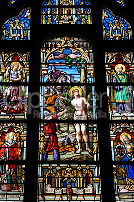 France, stained glass window of Batz sur Mer church