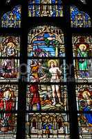 France, stained glass window of Batz sur Mer church