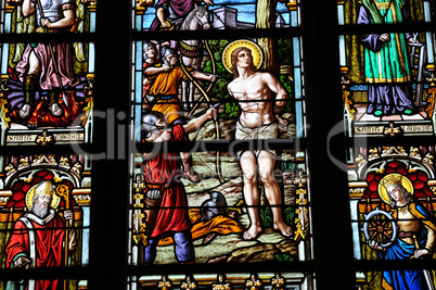 France, stained glass window of Batz sur Mer church