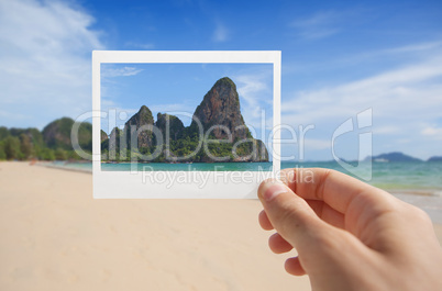 Hand With Photo of Beach