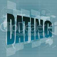 dating word showing romance and love on digital screen