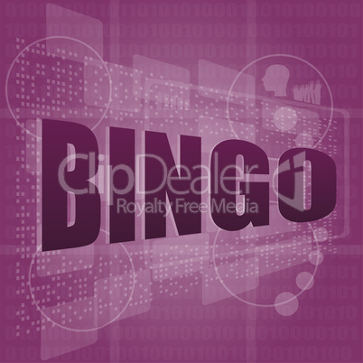 bingo word on digital screen