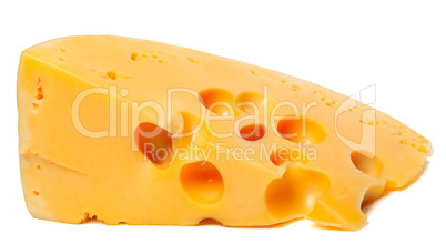 Piece of cheese on white background