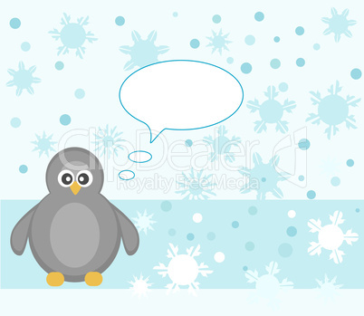 Penguin on snowy background