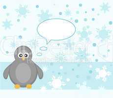 Penguin on snowy background