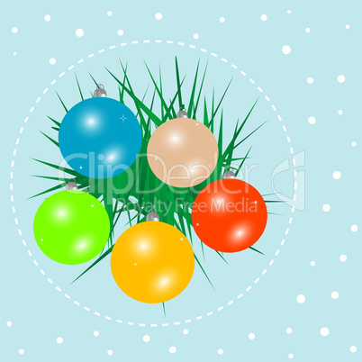 Merry christmas and happy new year balls on background