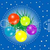 christmas background with baubles and christmas fir