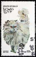 Postage stamp Oman 1973 Long Haired Blue Cream Cat