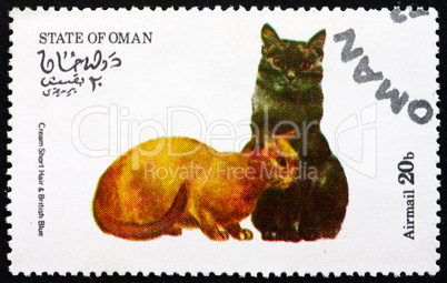 Postage stamp Oman 1973 Cats