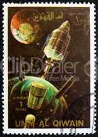 Postage stamp Umm al-Quwain 1972 Rocket Jettisons Spent Stages