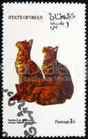 Postage stamp Oman 1973 Cats