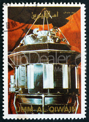 Postage stamp Umm al-Quwain 1972 Luna 3 Spacecraft