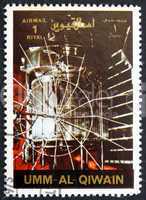 Postage stamp Umm al-Quwain 1972 Venera 1 Spacecraft