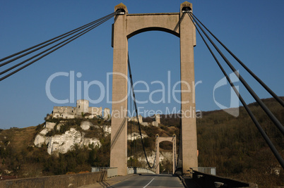 France, suspension bridge of Les Andelys in Normandie