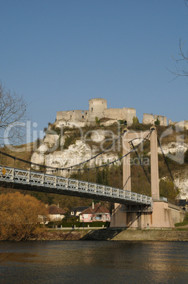 France, suspension bridge of Les Andelys in Normandie