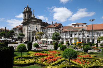 square in the city of Guimaraes in Portugal