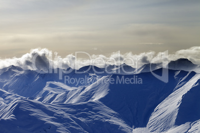 Snow mountains in evening