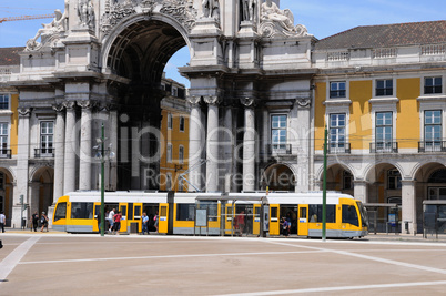 Portugal, the touristy old tramway in Lisbon