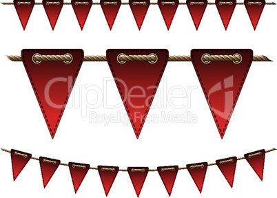 Festive red flags on white background