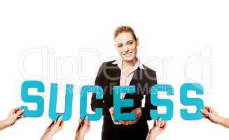 Businesswoman with the word Success