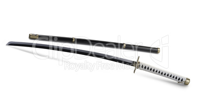 Katana sword isolated on white (clipping path )