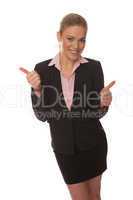 Successful businesswoman giving a thumbs up