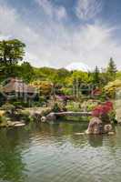 Japanese Formal Garden With Mount Fuji