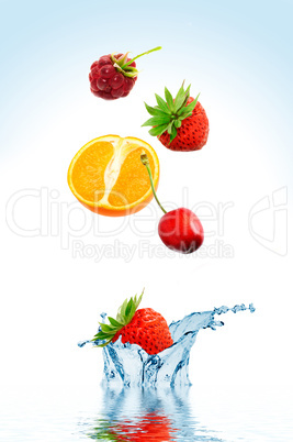 Fruit falling in water