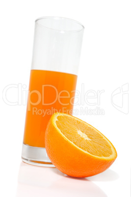 Glass with juice and orange