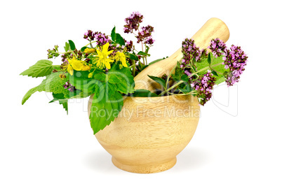 Herbs in a mortar