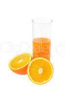 Glass with juice and orange