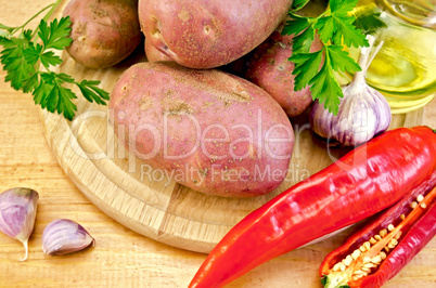 Potatoes red with vegetables