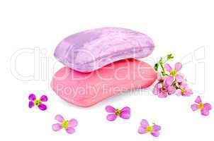 Soap pink and lilac with flowers