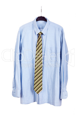 Shirt and tie hanging on the hanger
