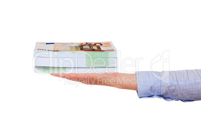 Hand holding bunch of banknotes